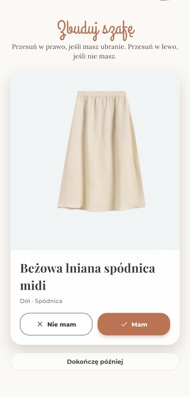Karta: beżowa lniana spódnica midi